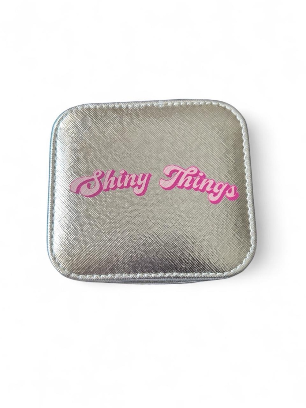 Shiny Things Silver Metallic Travel Jewelry Case Y2K Glam Vanity Organizer Pink